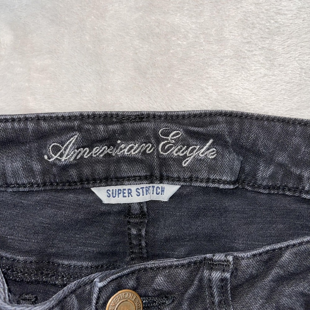 American Eagle Jeans Womens 12 Gray Charcoal Wash Super Stretch‎ Skinny 32x29.5 - Picture 3 of 10